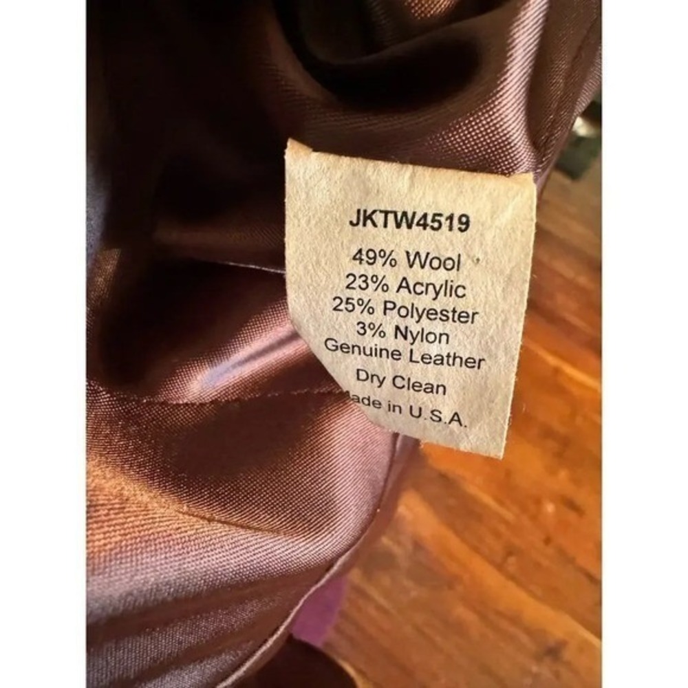 Louis Verdad Tweed Blazer Brown Leather Trim Career Business Chic Old Money M - Picture 10 of 10